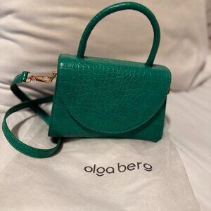 olga berg Nadia Faux Leather Embossed Top Handle Bag in Green